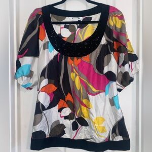 Vintage Nygard 100% Silk Multicolor Floral Blouse